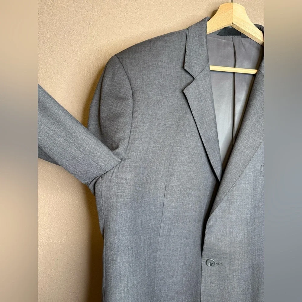 Baroni Men's Gray 100% Wool Classic Suit Coat Blazer Size 46L Special Event
